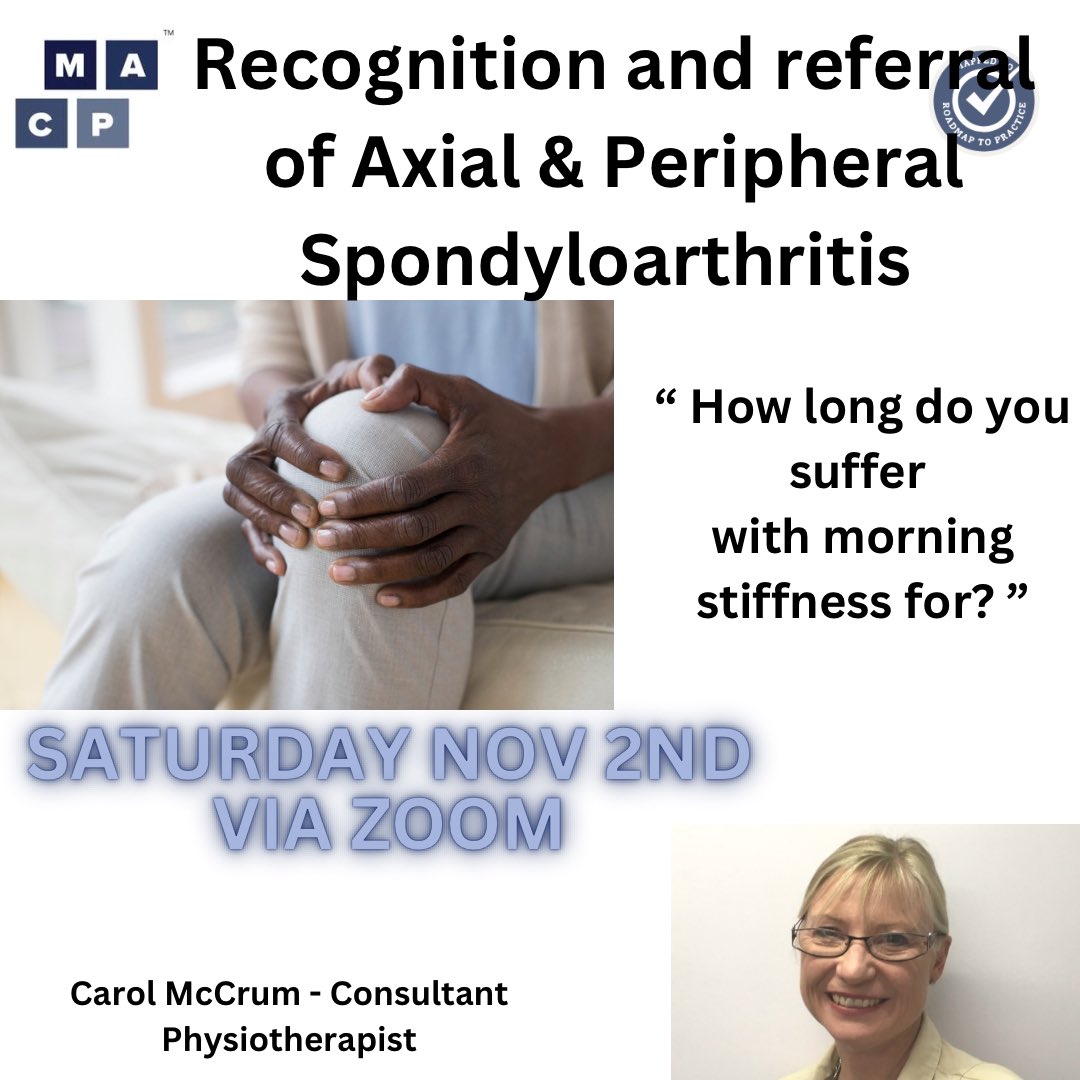PhysioMACP's tweet photo. Great course with @carol_mccrum to facilitate directing your subjective questioning to aid clinical reasoning around Rheumatological conditions. Link it with your bloods knowledge!
To book: https://t.co/N2gAg5qha2
#macpcourses @PhysioMACP https://t.co/nRAWbTArgI