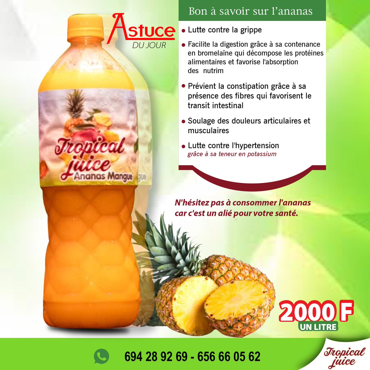 <a href="/TropicalJuice17/">Tropical Juice</a> vous propose des jus 100% naturel sans additif, sans sucre 
Le meilleur en matière de jus naturels 😍
