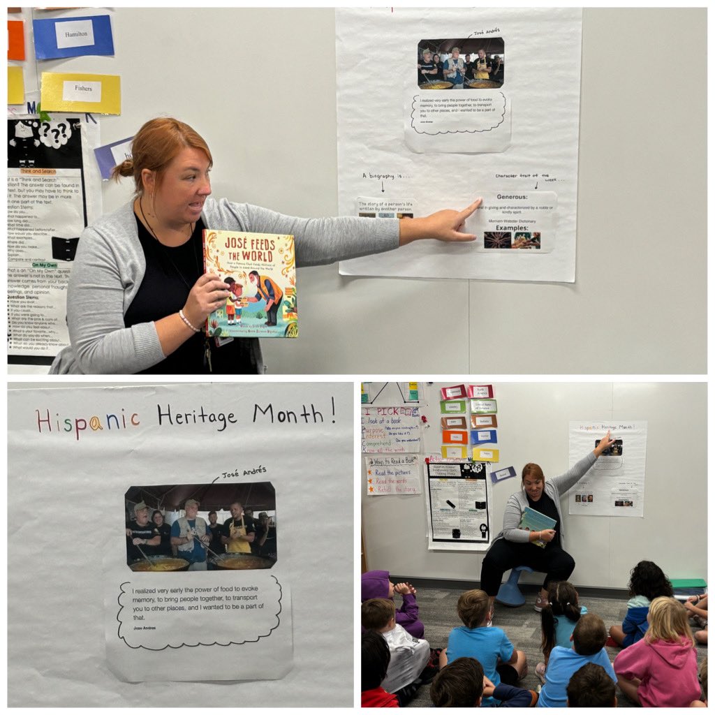 NBEbulldogs's tweet photo. @NBElibrarian shared the book Jose Feeds the world. Sts made connections to their lives and other books while learning about service AND culture #HispanicHeritageMonth https://t.co/ByYdNI3Knr