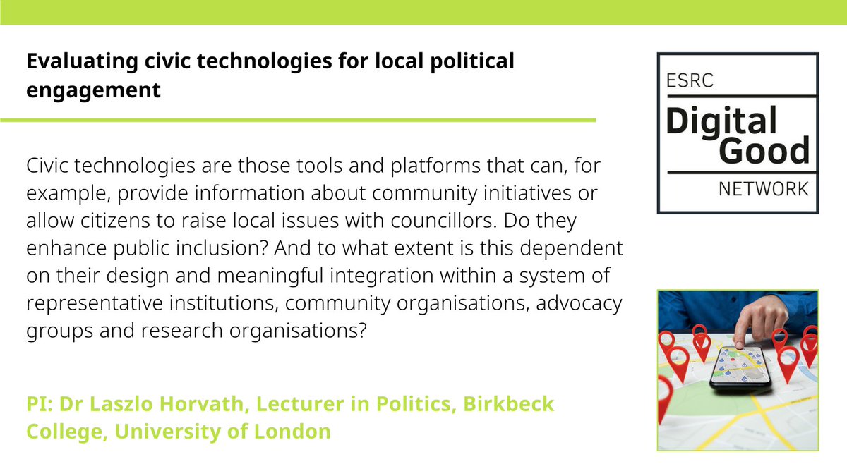 ESRC Digital Good Network (@digitalgoodnet) on Twitter photo Evaluating civic technologies for local political engagement led by <a href="/_lhorvath/">Laszlo Horvath</a>, which ask can civic technologies enhance public inclusion? digitalgood.net/dg-research/ev… <a href="/benworthy1/">ben worthy</a> Evaluating civic technologies for local political engagement led by <a href="/_lhorvath/">Laszlo Horvath</a>, which ask can civic technologies enhance public inclusion? digitalgood.net/dg-research/ev… <a href="/benworthy1/">ben worthy</a>