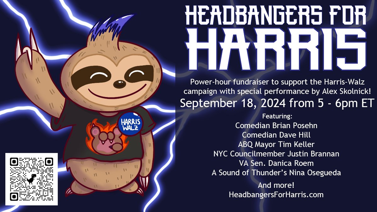 #Virginia: Early voting begins in 2️⃣ days — Friday, Sept. 20.

Also: our #HeadbangersForHarris virtual fundraiser is *today* from 5-6PM ET / 2-3PM PT! I sent an email this morning with the links to join and donate.

RSVP: HeadbangersForHarris.com