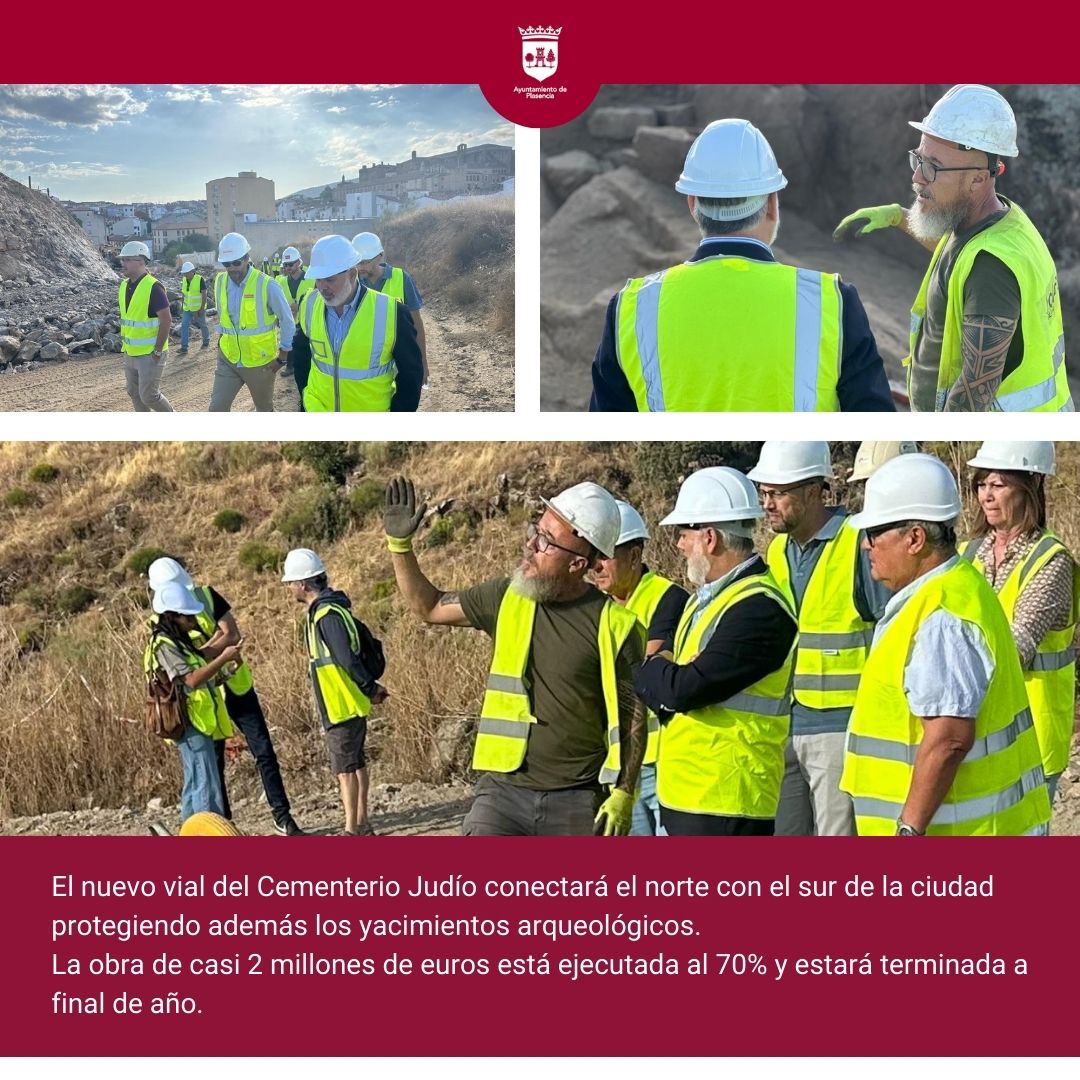 👷‍♂️ Avanzan las obras del vial del Cementerio Judío que estará terminado a final de año

🚧 El Alcalde de Plasencia, Fernando Pizarro, ha visitado las obras de este vial "estratégico que unirá el norte y sur de la ciudad y además protegerá el Cementerio Judío"