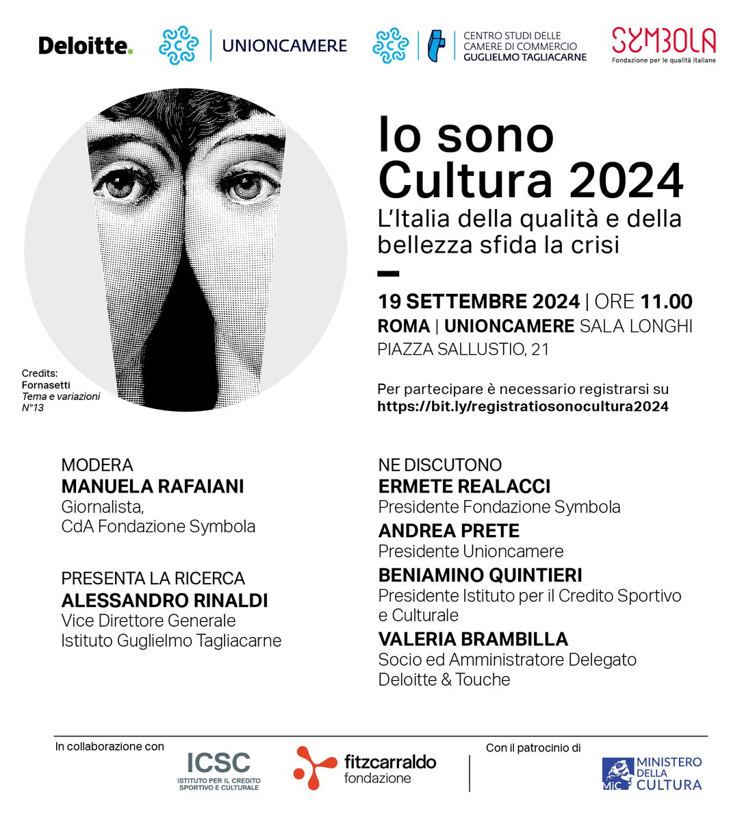 SymbolaFondazio's tweet photo. ⏳ Meno di un'ora alla presentazione di "Io Sono Cultura" realizzato da #Symbola, @unioncamere @IstTagliacarne @DeloitteItalia con la collaborazione dell'@icsc_spa @FitzcarraldoFon @FORNASETTIofcl e con il patrocinio del @MiC_Italia
SEGUI LA DIRETTA 📲 https://t.co/rOnnHXulvh https://t.co/7Xib899yxq