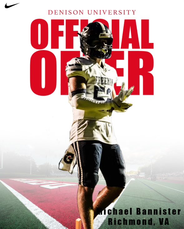 Michael Bannister (@mikey06b) on Twitter photo After a great talk with <a href="/coachhatem/">Jack Hatem</a> and <a href="/coachjo51/">Jovon Johnson</a> I am grateful to say I have received an offer from <a href="/DUFootball/">Denison Football</a> !! <a href="/DSFstrength/">DSFstrength</a> <a href="/Coach_Simonds/">Coach Simonds</a> <a href="/DSFfootball/">Douglas Freeman Football</a> After a great talk with <a href="/coachhatem/">Jack Hatem</a> and <a href="/coachjo51/">Jovon Johnson</a> I am grateful to say I have received an offer from <a href="/DUFootball/">Denison Football</a> !! <a href="/DSFstrength/">DSFstrength</a> <a href="/Coach_Simonds/">Coach Simonds</a> <a href="/DSFfootball/">Douglas Freeman Football</a>