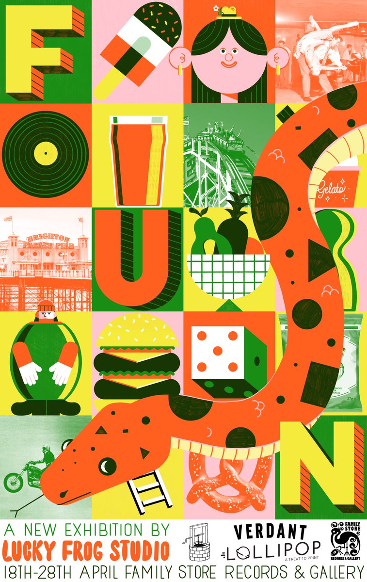 Afternoon! Here are some alternative poster designs for the Lucky Frog Studio 'Fun' exhibition which happened earlier on in the year! 🐸