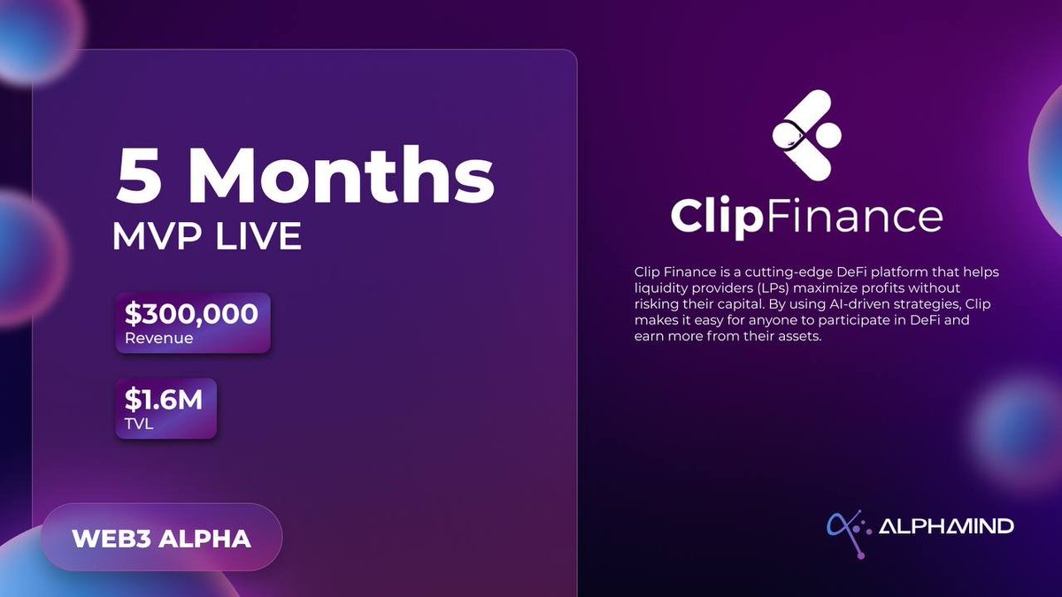 Our Expert Review of Clip Finance – A New Alpha on AlphaMind 🚀 

👉 Learn more about Clip Finance and potential $CLIP IDO on AlphaMind launchpad: app.alphamind.co/build_karma?qu…

Clip Finance offers a unique opportunity to our community with seed round access. The protocol’s innovative