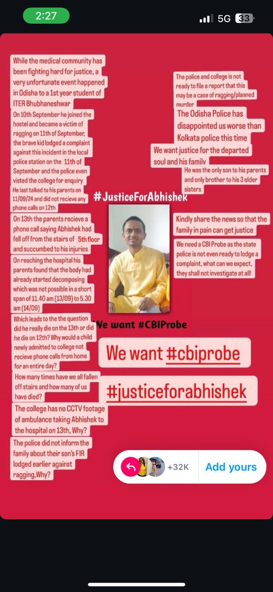 gyanbbsr1's tweet image. #JusticeForAbhishek
