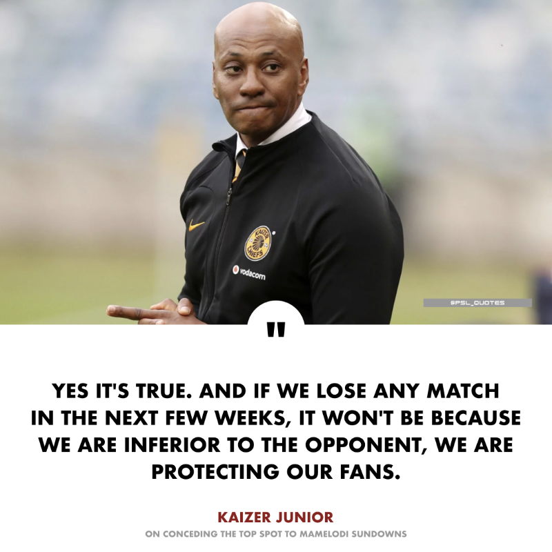 Kaizer Junior speaks on allowing Mamelodi Sundowns to leapfrog Amakhosi to the top of the Betway table 🚨

Junior says the club is prepared to do anything to protect their fans.

Meanwhile, Forbes has called the gesture "a remarkable demonstration of sportsmanship".