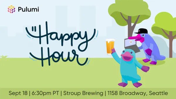 Today is the day!

Hope to see you at PulumiUP: pulumi.com/pulumi-up/

We have tons of exciting product news and the speaker lineup is amazing.

Join us at Stoup in Seattle afterwards for beers and code! 🍻 meetup.com/pulumi-seattle…
