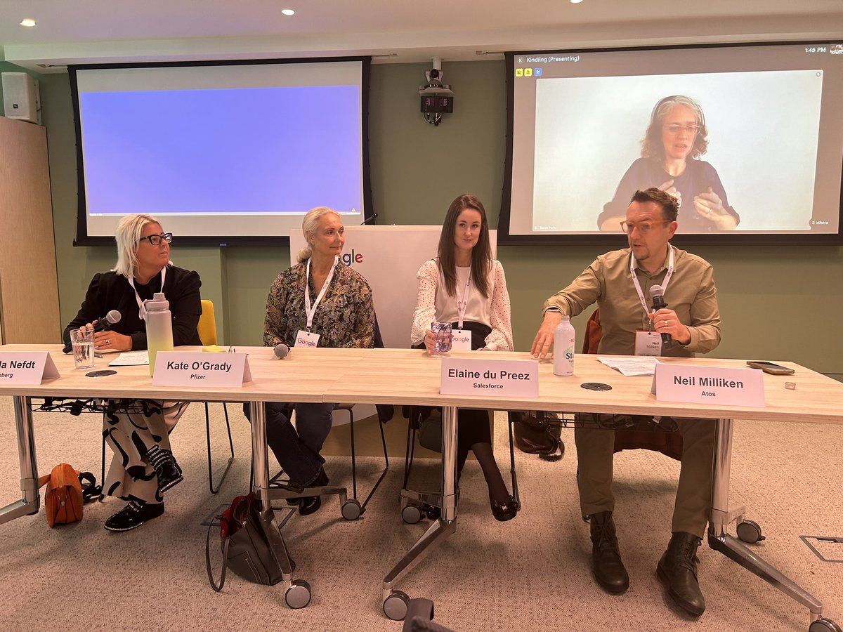 Next up a panel sesh on ‘Accessibility in the built environment’ with <a href="/Atos/">Atos</a> <a href="/salesforce/">Salesforce</a> <a href="/pfizer/">Pfizer Inc.</a> <a href="/Bloomberg/">Bloomberg</a> at @DisabilityIN Dublin conference - getting passionate about making work spaces equitable #accessibility #equityatwork