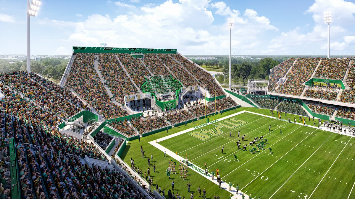 USouthFlorida's tweet photo. A new rendering of our future on-campus stadium!🤘

Check out the unique student section, which features:
🤘 Over 8,000 seat capacity
🤘 Custom Bull U shaped design
🤘 Dedicated entrance, concourse, and concessions
🤘 Special section for the HOT Band located close by https://t.co/1uC1Iz17YJ