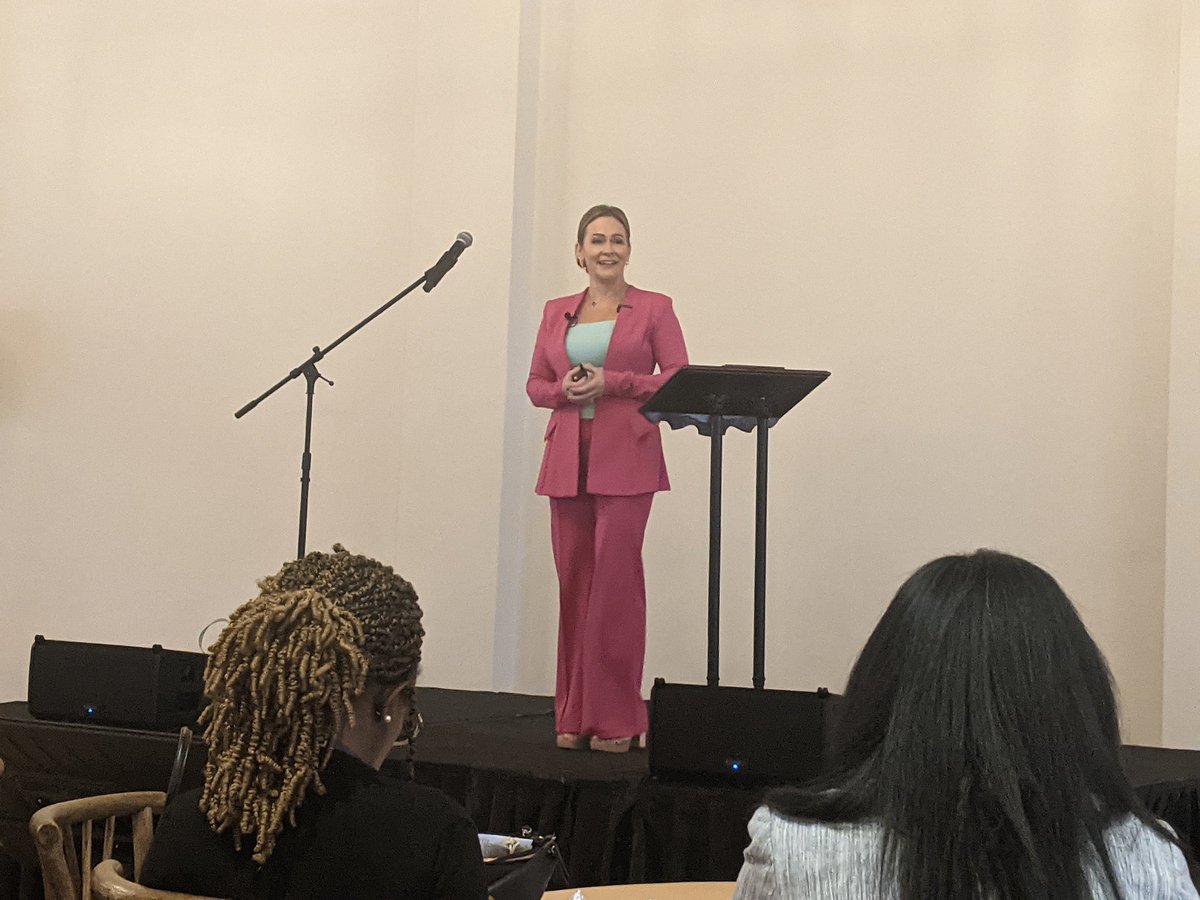 Founder of 9round kickboxing fitness Heather Hudson speaks at the Next Venture Summit in Greenville today