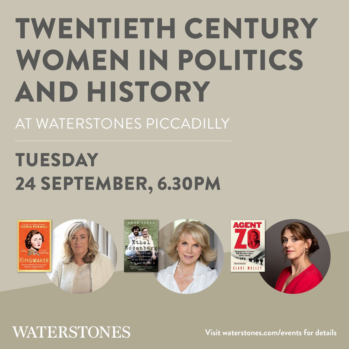 I’m thrilled to be part of this stella line up with <a href="/soniapurnell/">Sonia Purnell</a> &amp; <a href="/annesebba/">Anne Sebba</a> at <a href="/WaterstonesPicc/">Waterstones Piccadilly, London</a> next Tues Eve! 
Tickets just released!