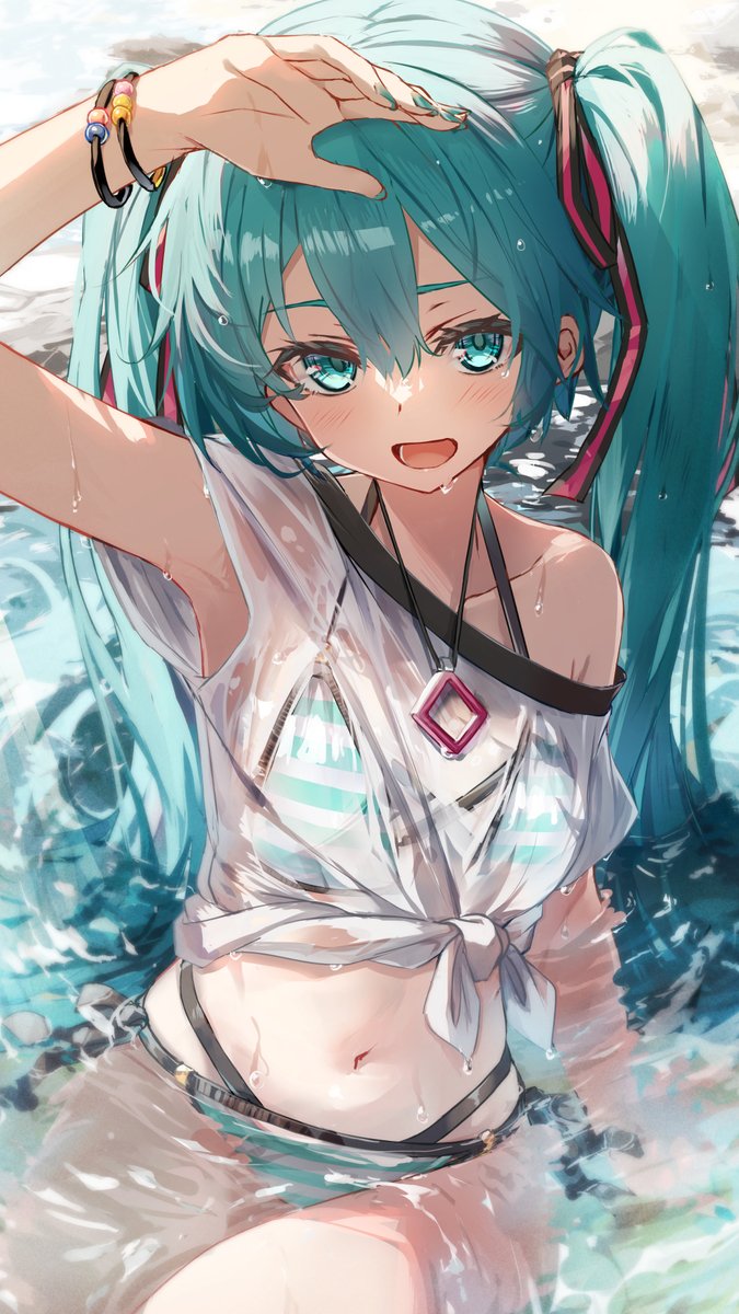 【予約済】手描きイラスト✤水着ミク Yahoo!オークション - 手描きイラスト 同人 初音ミク 「夏の水着ミク」