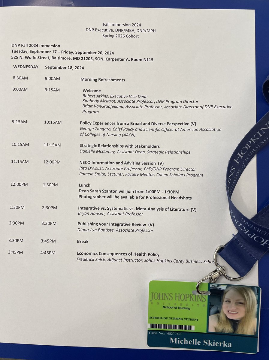 skierkaml100's tweet photo. Fall Immersion commences at Johns Hopkins University School of Nursing! #HopkinsNurse https://t.co/vJUMljsuZw