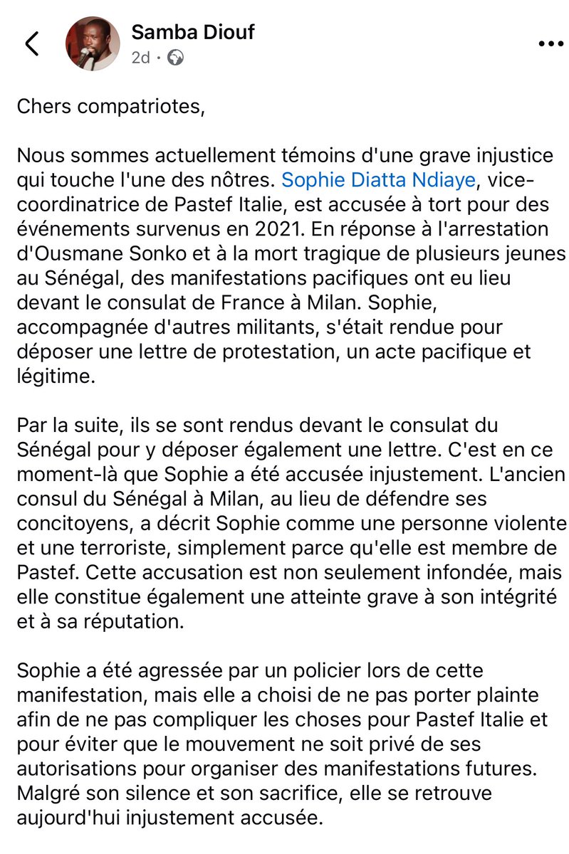 hayatifall's tweet photo. Chèr Ex-honorable Samba Siouf quand vous copiez le texte d’un autre, veuillez s’il vous plait citer le nom de l’auteur. 

Ce texte que vous aviez copié et collé, a été posté sur X par Oumoul Diallo membre de Pastef USA le Dimanche 15 Septembre 2024. https://t.co/uIzwWjuIyk