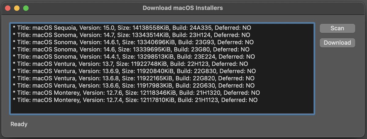 Sequoia Cache Cleaner offers an easy way to download full macOS installers for your computer.  Plus much, much more!  Try it for free!

northernsoftworks.com/sequoiacachecl…

#Apple #Mac #macOS #MacApps #AppStore #macbook