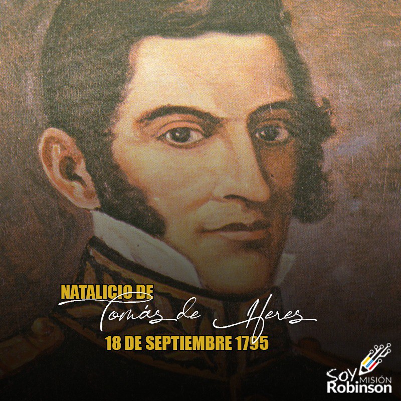 Hace 229 años nace el valiente Tomás de Heres, militar y político venezolano, prócer de la independencia, participó en la campaña final de la independencia del Perú, como jefe del Estado Mayor del Ejército Libertador.

<a href="/NicolasMaduro/">Nicolás Maduro</a> 
<a href="/HectoRodriguez/">Héctor Rodríguez C.</a> 
<a href="/Sociabolivarian/">Lilian Oropeza</a>