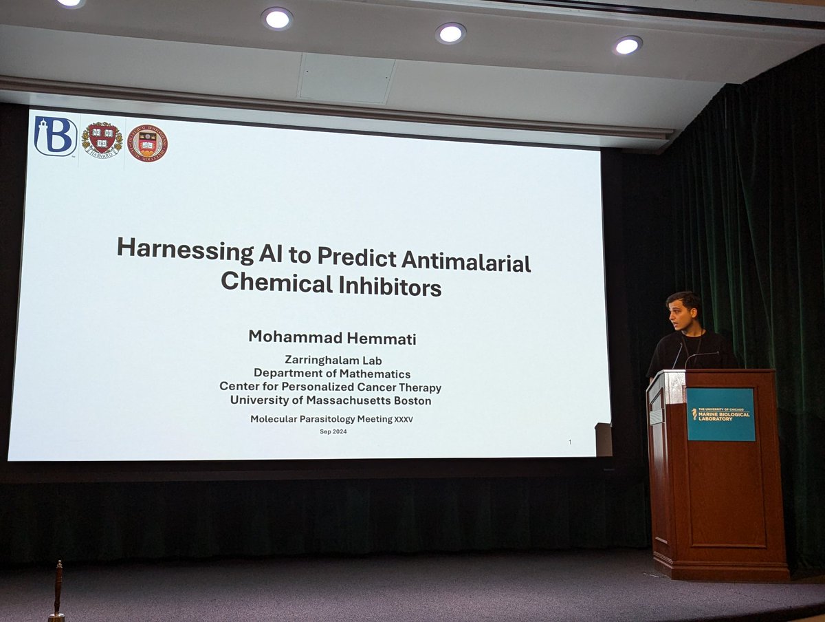 PEERs in Parasitology (PiP) (@piparasitology) on Twitter photo PhD graduate student Mohammad Hemmati from Dr. Kourosh Zarringhalam lab (UMass Boston) presents their work on Harnessing AI to Predict Antimalarial Chemical Inhibitors in #MPM2024 <a href="/parasitesrule/">parasitesrule</a> PhD graduate student Mohammad Hemmati from Dr. Kourosh Zarringhalam lab (UMass Boston) presents their work on Harnessing AI to Predict Antimalarial Chemical Inhibitors in #MPM2024 <a href="/parasitesrule/">parasitesrule</a>