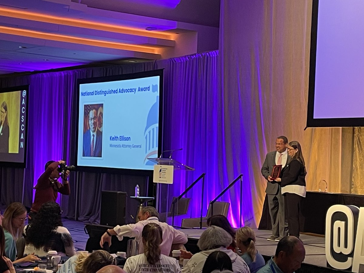 <a href="/AGEllison/">Attorney General Keith Ellison</a> - you took Juul to the woodshed and delivered justice for the people of Minnesota!  Congratulations on your National Distinguished Advocacy Award from <a href="/ACSCAN/">American Cancer Society Cancer Action Network</a>!  Thanks for joining us for #CancerLobbyDay!