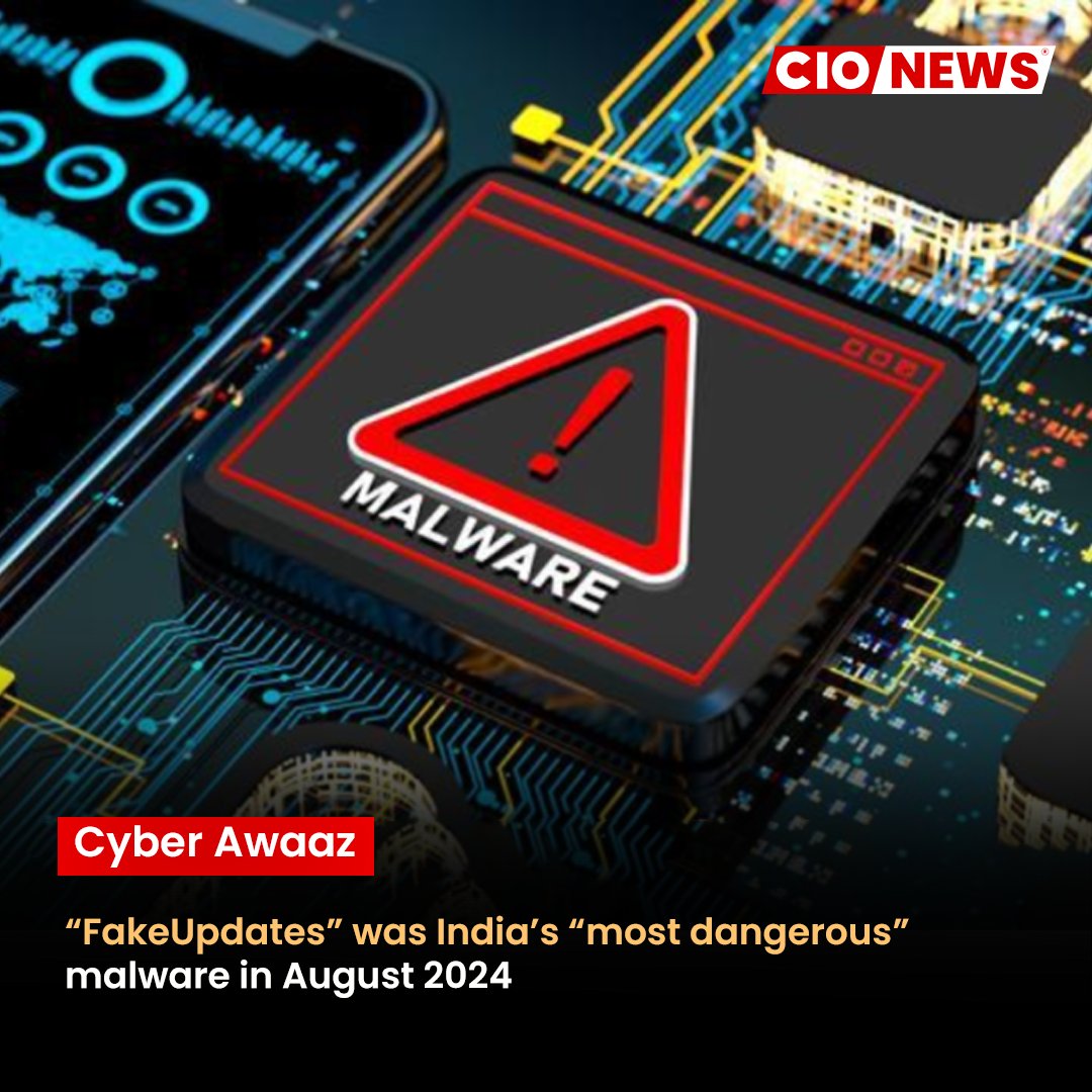 TheMainstream7's tweet photo. “FakeUpdates” was India’s “most dangerous” malware in August 2024
To know more about it read our full article here:
https://t.co/8Y10dmiEsL
.
.
#cionews #newsdesk #dailynews #trending #FakeUpdates #MalwareAlert #CyberThreat #CyberSecurity #Infosec #Malware #IndiaCyberSecurity https://t.co/HuJtu0AXrU