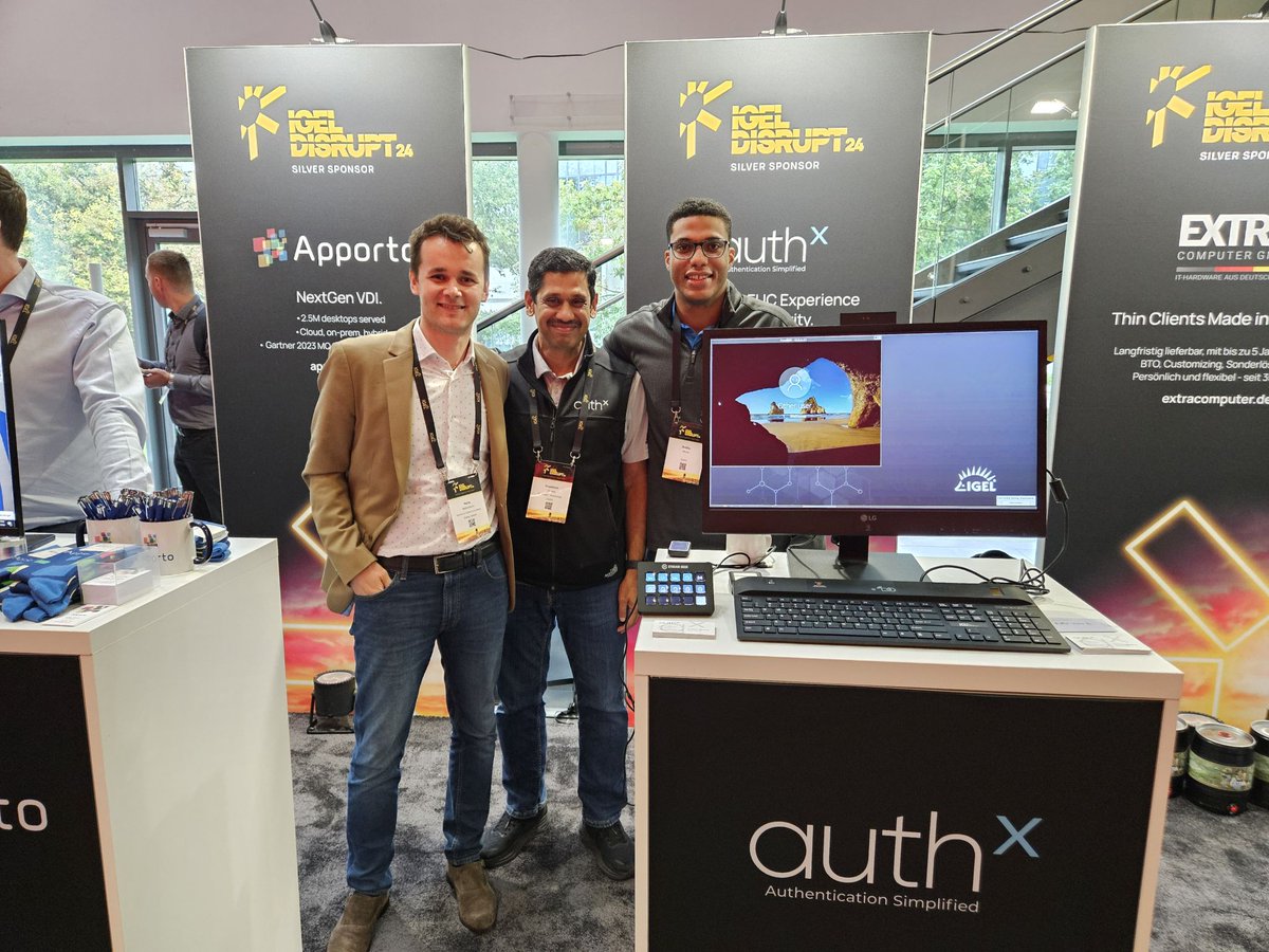 auth_x's tweet photo. We had an incredible time at #IGELDisrupt 2024! π
Huge thanks to the @IGEL_Technology team for an unforgettable event and to our amazing partners β @citrix , @ksikeyboards , @LGUS , and Elatec! π
Letβs keep exploring new possibilities together! - https://t.co/NhUu1gkZ3z https://t.co/npyyqXqICg