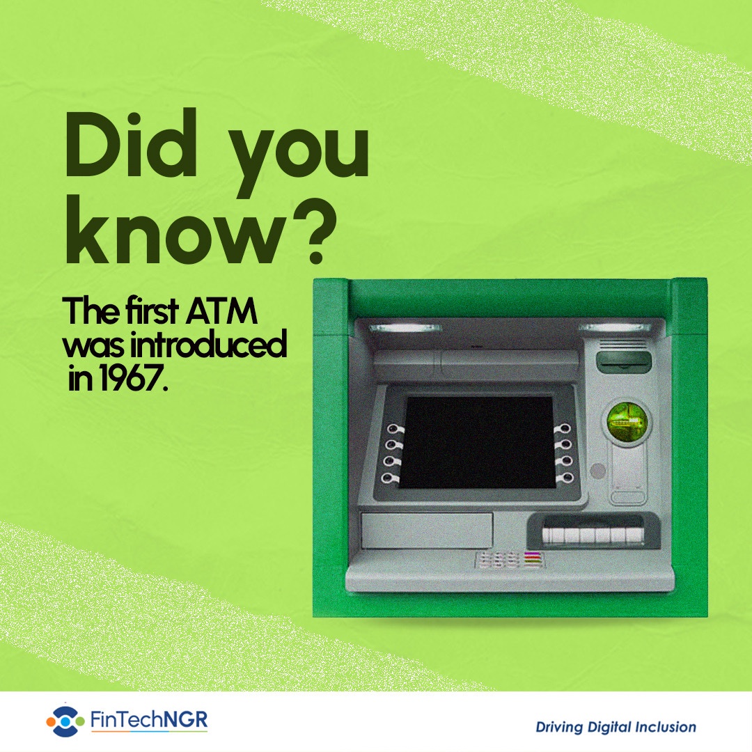 fintechngr's tweet photo. Yes, the first Automated Teller Machine (ATM) was introduced in 1967 by Barclays Bank in Enfield, London; a machine developed by John Shepherd-Barron, a Scottish inventor.

#fintech #fintechngr #fintechafrica https://t.co/Or0yiIHRHY
