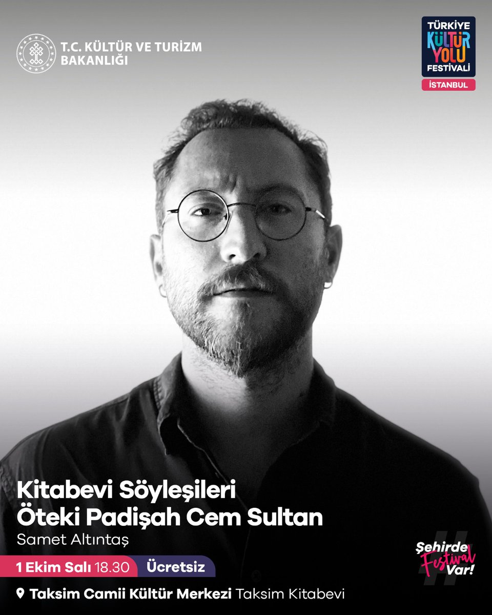 taksimcamiiksm's tweet photo. Osmanlı tarihinin en tartışmalı isimlerinden #CemSultan üzerine #SametAltıntaş’ın monografisi #ÖtekiPadişahCem kitabına dair #TaksimCamiiKültürMerkezi - Taksim Kitabevi'nde gerçekleşecek söyleşi ve imza programına davetlisiniz.
📌1 Ekim Salı, Saat: 18.30
#TaksimKitabevi -Beyoğlu https://t.co/rlZMFlx8yd