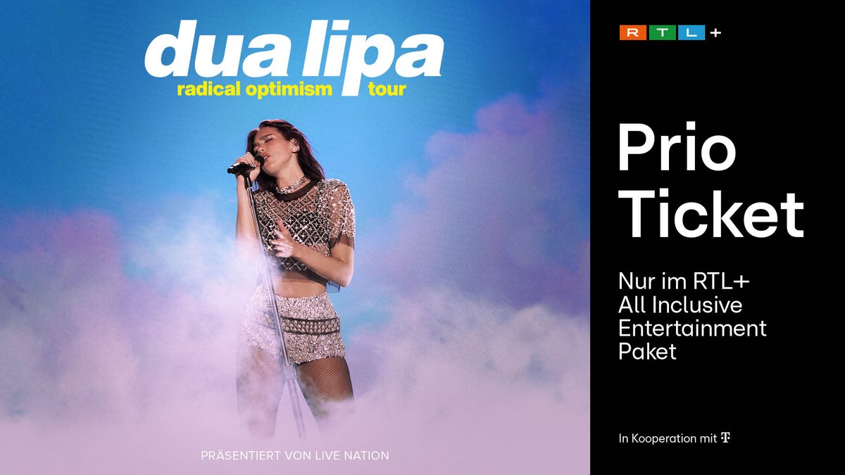 Dua Lipa Fans aufgepasst: Jetzt bis zum 20.09., 10 Uhr, Tickets für die "Radical Optimism Tour" in Deutschland sichern💜. RTL+ Max und Family Abonnent:innen können sich schon vor offiziellem Vorverkaufsstart Prio Tickets hier sichern: plus.rtl.de/prio-tickets/c…