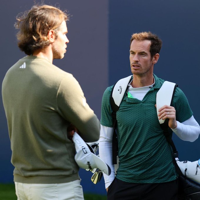 Photo of Andy Murray with Gareth Bale at the PGA Pro-Am at Wentworth Golf Course