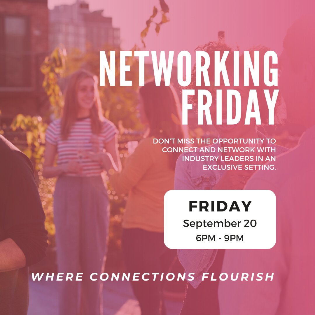 Networking Friday Awaits! ✨  

Ready to expand your network and create meaningful connections? 

Join us September 20, 2024, from 6 PM to 9 PM at iPic Theatres in North Miami Beach for an exclusive evening designed for professional growth.