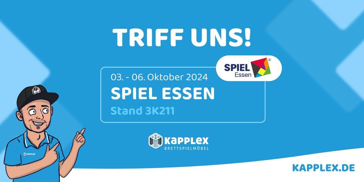 Bald ist es soweit #EssenSPIEL Dieses Jahr sind wir in Halle 3 am Stand 3K211. Wir freuen uns auf euren Besuch 💙🤍 Teaser zu unseren #Brettspielmöbel Neuheiten #ComingSoon. Also seid gespannt 😊 
#Brettspieltisch #Brettspielregal #SPIEL #Messe