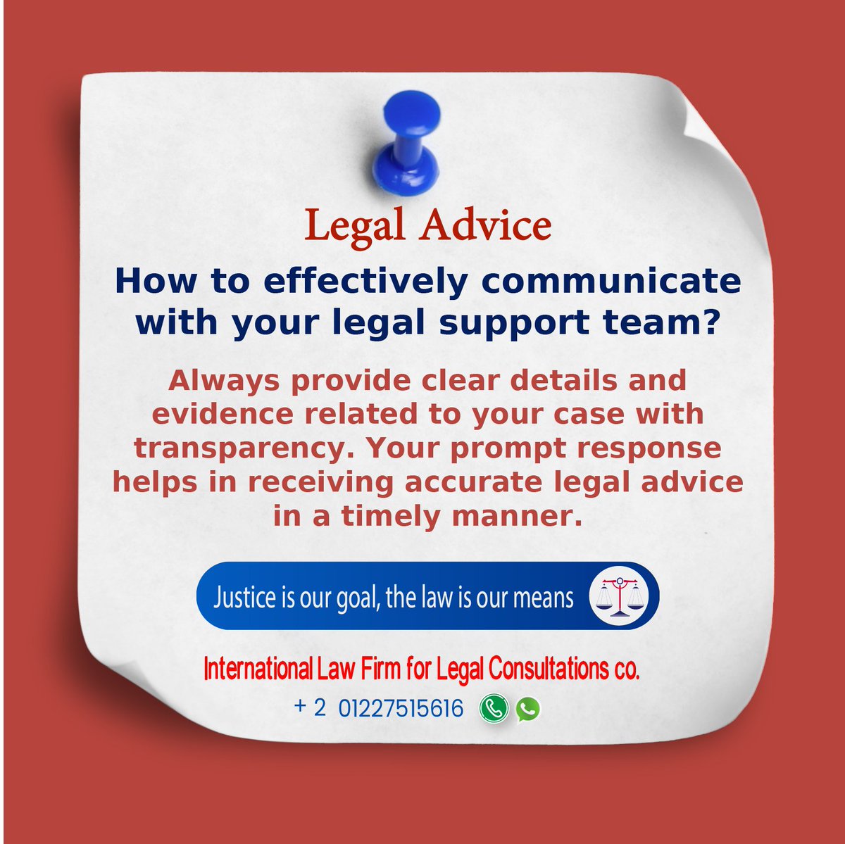 TahaConsulting's tweet image. 💡 How to effectively communicate with your legal support team?
Always provide clear details and evidence related to your case with transparency. Your prompt response helps in receiving accurate legal advice in a timely manner.

#LegalTips #LegalSupport #ClientAdvice