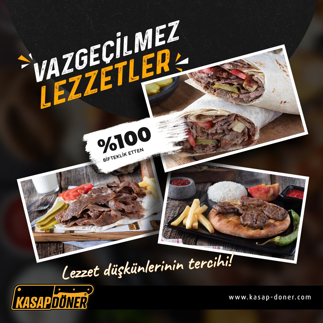 KasapDoner's tweet photo. 🔥 Vazgeçilmez Lezzetler, %100 Biftek Etinden! 🔥
Lezzet tutkunlarının tercihi Kasap Döner ile gerçek et lezzetini keşfetmeye hazır mısınız? 😋
İster dürüm, ister tabakta, %100 biftek etinden hazırlanan dönerlerimiz ile damaklarınızı şenlendirin. https://t.co/BeFzVtTKIQ
