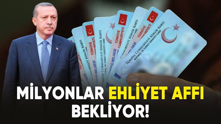 📌Sn Başkanlarım ; 

Ölümlü ve Yaralamalı Kazalar Hariç Bir Defaya Mahsus #EhliyetAffı  İstiyoruz

<a href="/melih_meric/">Melih Meriç</a> <a href="/RTErdogan/">Recep Tayyip Erdoğan</a> <a href="/eczozgurozel/">Özgür Özel</a> <a href="/avidrissahin/">Av. İdris Şahin</a> <a href="/isamesihsahin/">İsa Mesih Şahin</a> <a href="/bektasbaris/">Av.Barış Bektaş</a> <a href="/dr_muratcan/">Dr. Murat ÇAN</a> <a href="/cuneytyuksel_/">Prof. Dr. Cüneyt Yüksel</a> <a href="/yilmaztunc/">Yılmaz TUNÇ</a> <a href="/AliYerlikaya/">Ali Yerlikaya</a> <a href="/M_Sarigul/">Mustafa Sarıgül</a> <a href="/vekilimizeylem/">Eylem Ertuğ Ertuğrul</a>