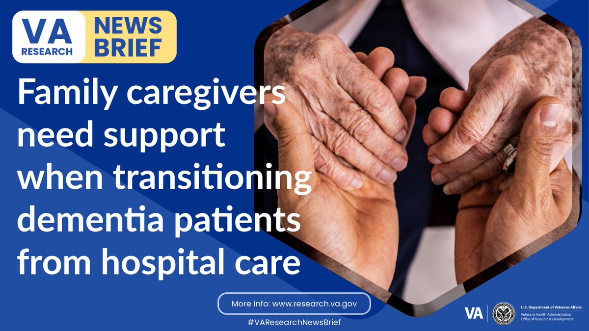 VA Research (@varesearch) on Twitter photo #VAResearchNewsBrief: <a href="/VAHouston/">VA Houston</a> researchers interviewed family caregivers and health care providers to learn what caregivers of hospitalized adults with dementia needed to make the transition out of acute care easier.
#VAResearch
research.va.gov/in_brief.cfm#2… #VAResearchNewsBrief: <a href="/VAHouston/">VA Houston</a> researchers interviewed family caregivers and health care providers to learn what caregivers of hospitalized adults with dementia needed to make the transition out of acute care easier.
#VAResearch
research.va.gov/in_brief.cfm#2…