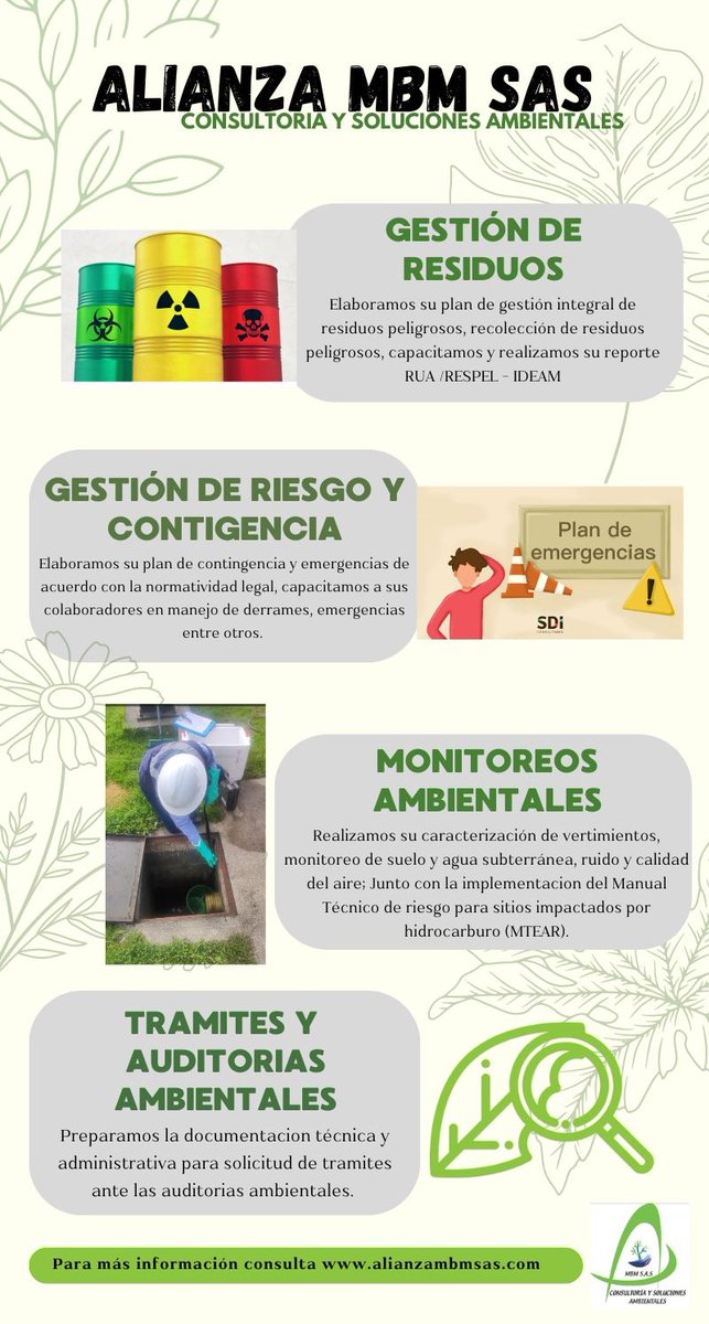 SasAlianza's tweet photo. 🌱 Descubre como nuestros servicios de asesoría y consultoria en manejo ambiental, pueden guiar a tu empresa hacia los cumplimientos normativos ambientales y practicas más sostenible. https://t.co/drL59Zk1go