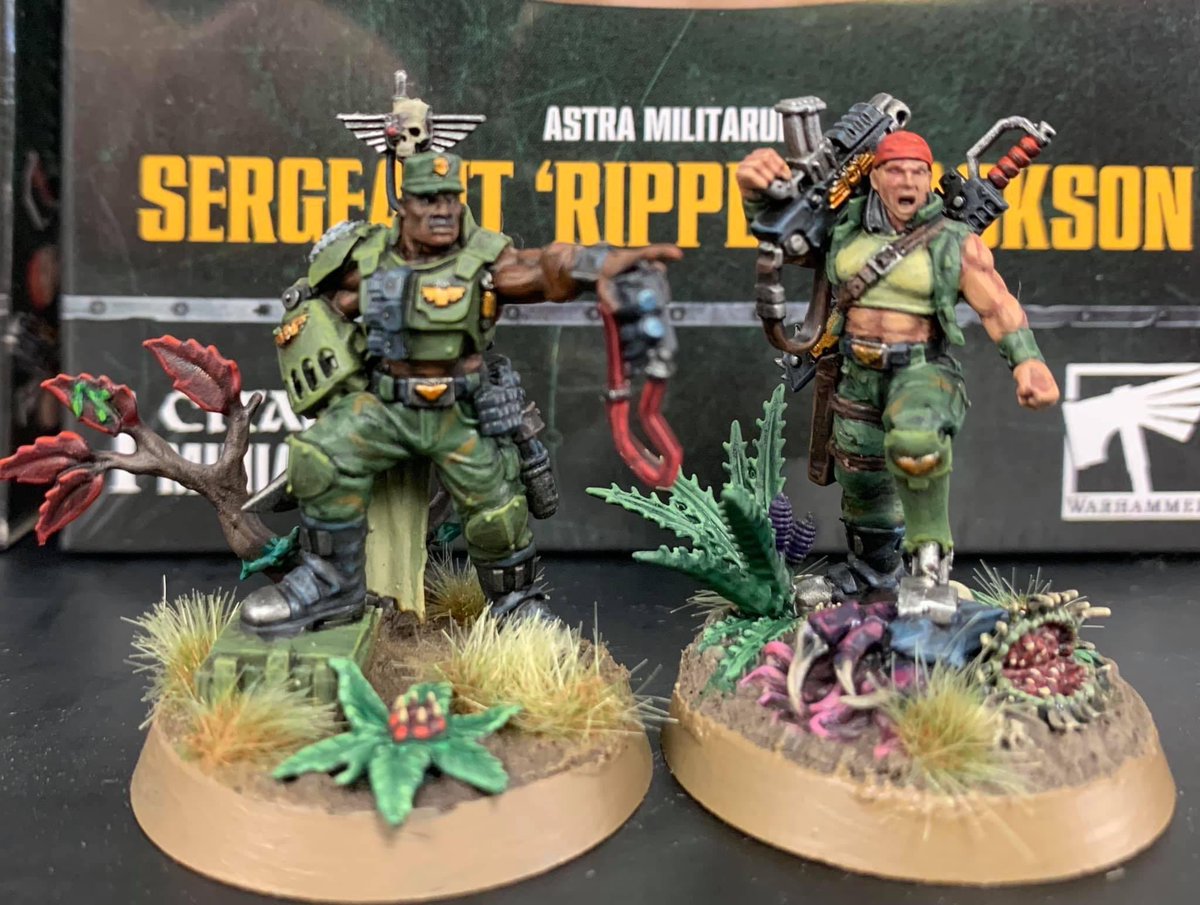 Catachan Colonel and Sergeant Ripper Jackson- still hopefully optimistic for a new Catachan range after these were released