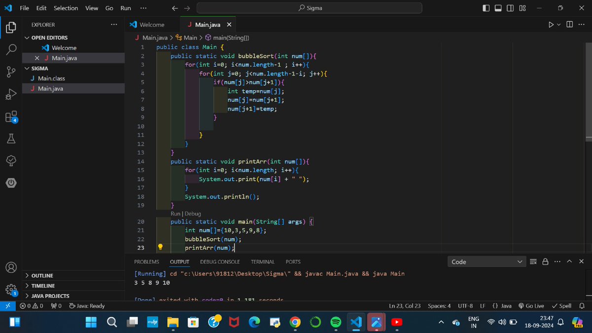 SKumar__26's tweet photo. #100DaysOfCode 
DAY 3
Today's topics:
➡Kadane's Algorithm
➡Bubble sort https://t.co/QNm6HllNAv