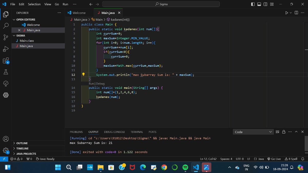 SKumar__26's tweet photo. #100DaysOfCode 
DAY 3
Today's topics:
➡Kadane's Algorithm
➡Bubble sort https://t.co/QNm6HllNAv