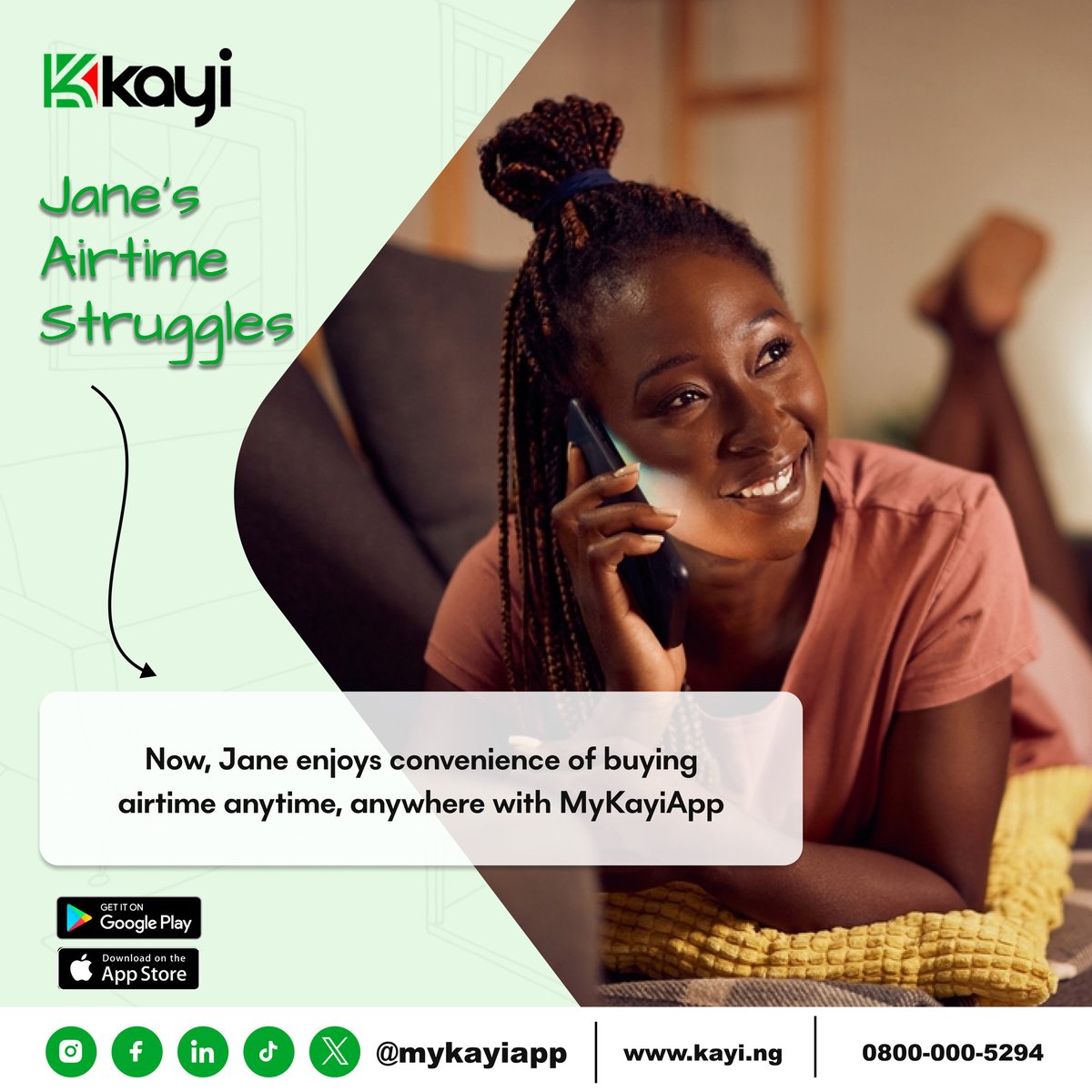 mykayiapp's tweet image. Jane had trouble finding recharge cards in her new neighborhood until a neighbor recommended Kayiapp. Now, airtime is just a few taps away. Experience the same convenience top up with Kayiapp today!

#AirtimeMadeEasy #SmartLiving
#MyKayiapp
#Kayiway
#Digitalbanking