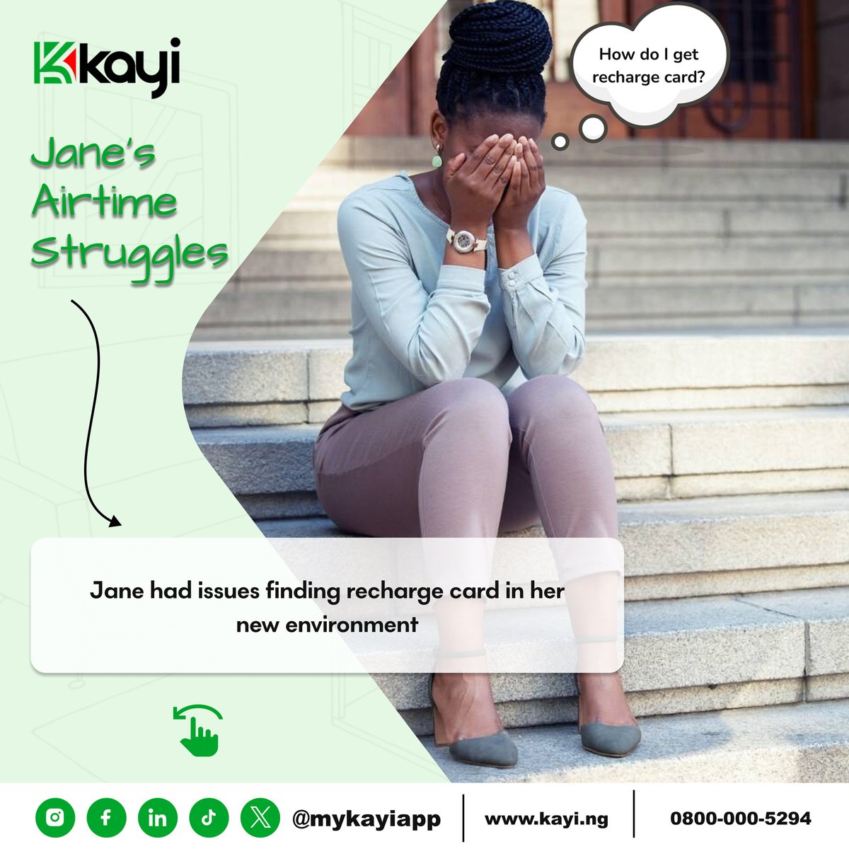 mykayiapp's tweet image. Jane had trouble finding recharge cards in her new neighborhood until a neighbor recommended Kayiapp. Now, airtime is just a few taps away. Experience the same convenience top up with Kayiapp today!

#AirtimeMadeEasy #SmartLiving
#MyKayiapp
#Kayiway
#Digitalbanking