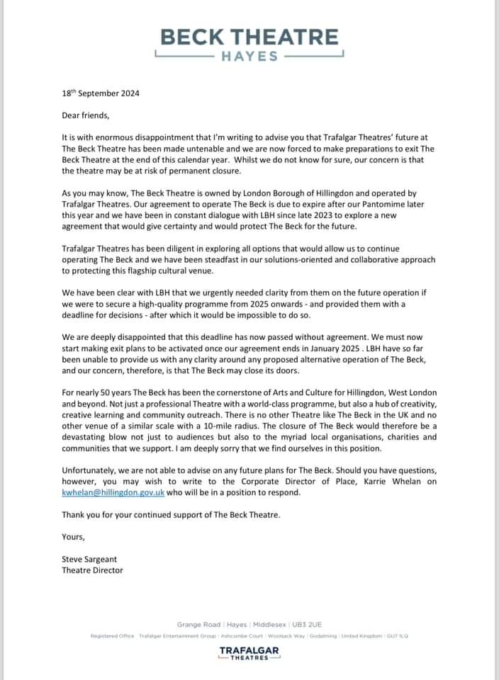 JaneyDoubleYoo's tweet photo. @TheAntonDuBeke have you seen this? I saw you perform (brilliantly, ofc) at The Beck in June and you joked it was your theatre, The Beke, so I was wondering if you'd help us to save it from closure, please and thank you?

#BackTheBeck #SaveTheBeck #localtheatre #saveourtheatre https://t.co/mFqVUacrfL