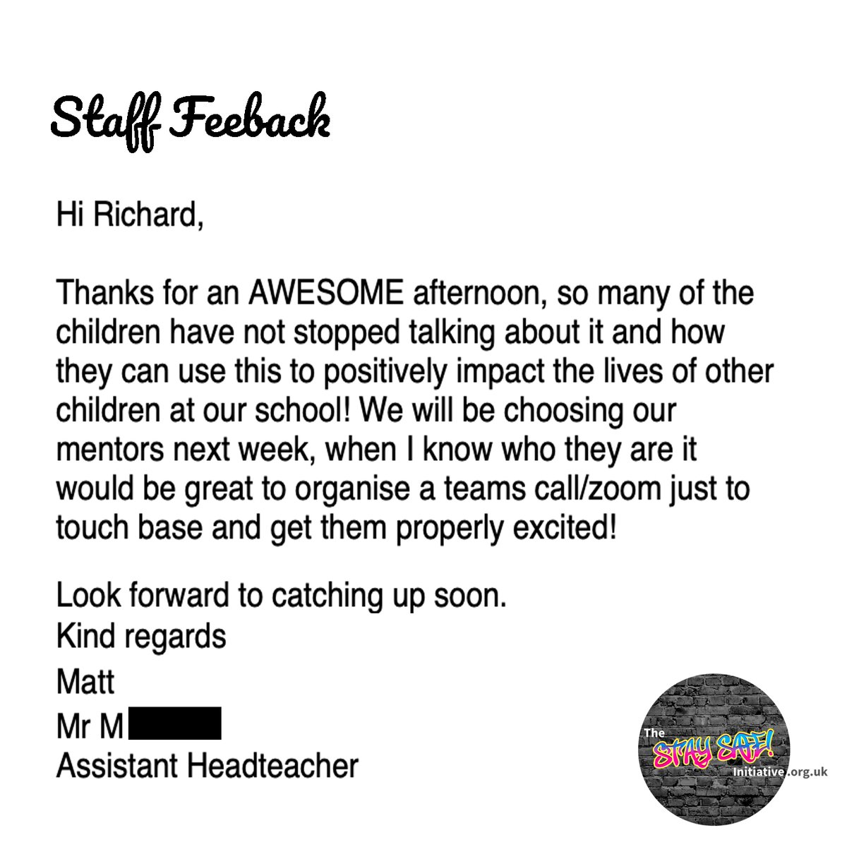 Richard Pomfrett - Stay Safe Initiative & Boyz2Men (@staysafecic) on Twitter photo So great to receive this feedback following yesterdays peer mentoring training at <a href="/gulvalschool/">Paul Baker</a> <a href="/tpacademytrust/">Truro and Penwith Academy Trust</a>
I love my JOB!
Thanks Matt 🙏🙏🙏 So great to receive this feedback following yesterdays peer mentoring training at <a href="/gulvalschool/">Paul Baker</a> <a href="/tpacademytrust/">Truro and Penwith Academy Trust</a>
I love my JOB!
Thanks Matt 🙏🙏🙏