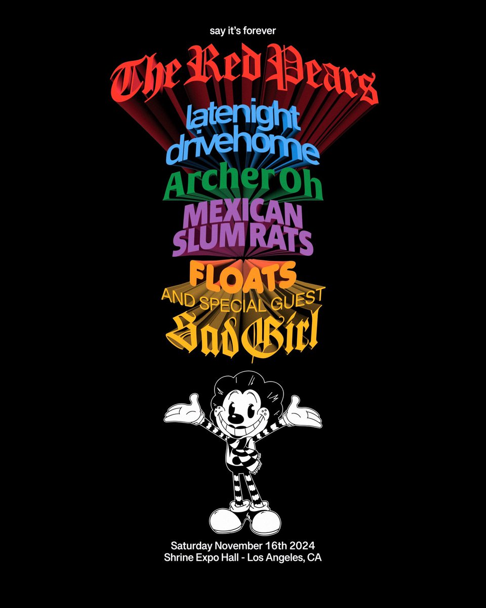 Excited to announce <a href="/wearesadgirl/">SadGirl</a> as our special guest for <a href="/ShrineLA/">Shrine Auditorium & Expo Hall</a> 11/16 Get your tickets now!

theredpears.com/shows