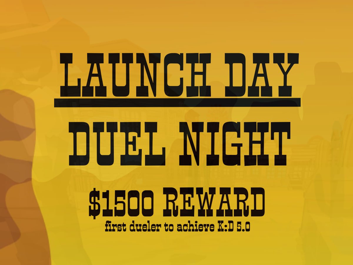 Launch Day Duel Night Challenge - win 1.5k just by playing!

Congratulations for the successful launch!

The first dueler to get their K:D to 5.0 will be rewarded $1500 in ETH. Hop on the $PVP game and start wielding iron: t.me/PVP_gamebot/du…

How to participate? Just send