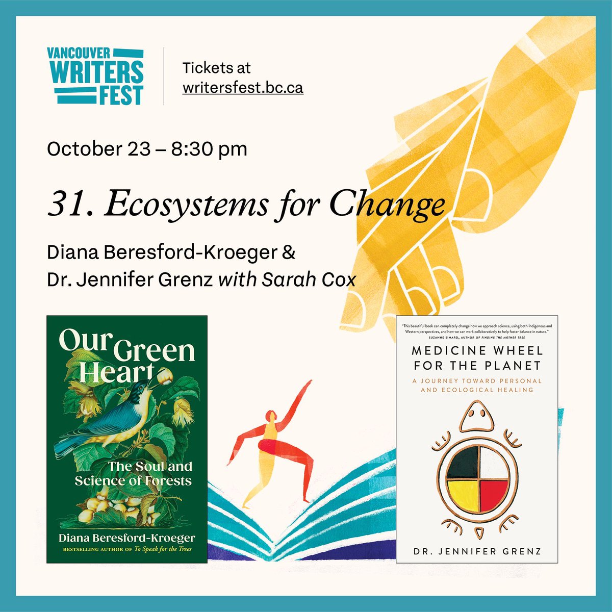 VanWritersFest's tweet photo. This remarkable event on Oct 23 with scientists, authors, and visionaries Diana Beresford-Kroeger and Dr. @Jennifer_Grenz will probe how we use scientific lessons from both Indigenous and western thought.
https://t.co/JP1zbs500K https://t.co/hLHquTJC2U