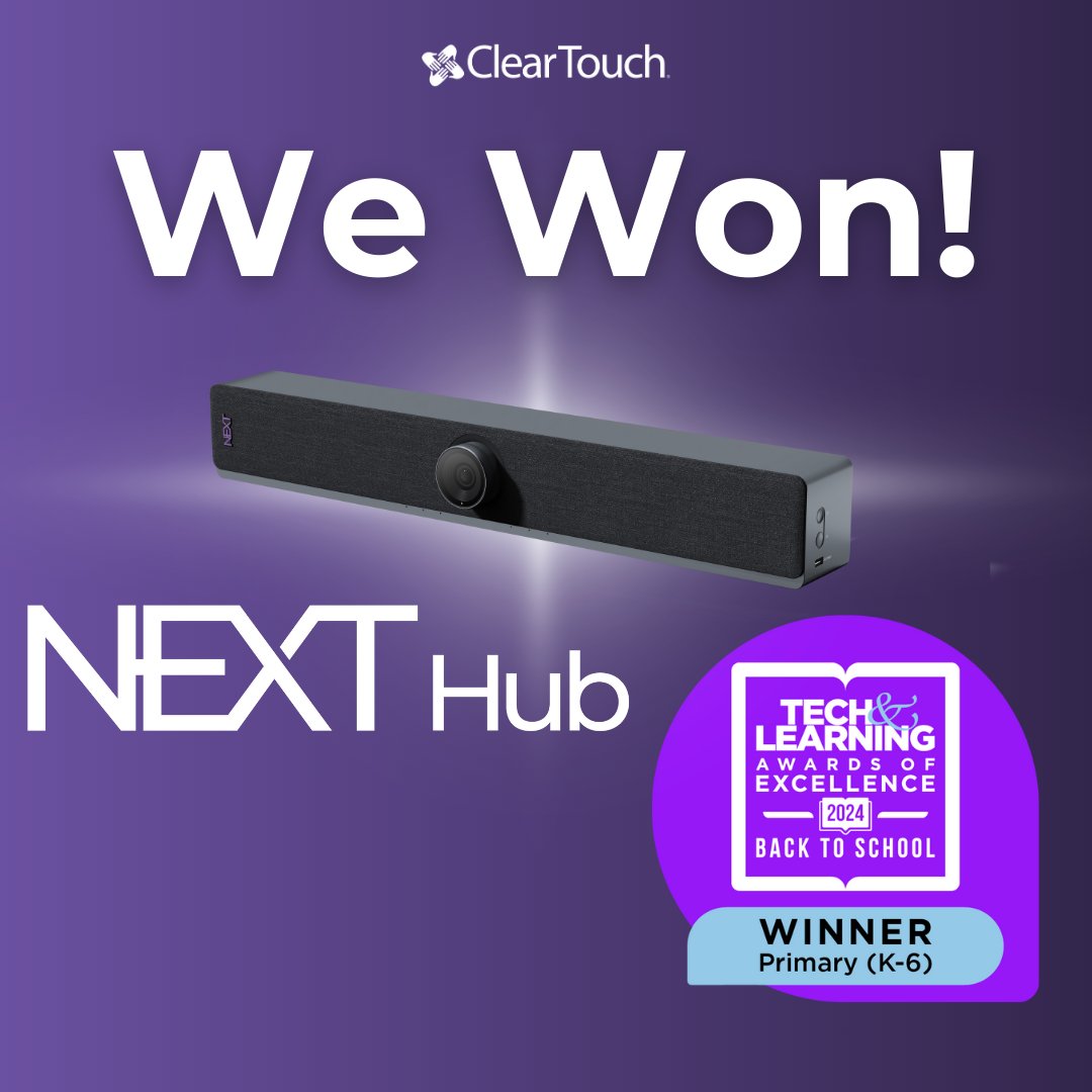 GetClearTouch's tweet image. We are pleased to announce that our product, The NEXT Hub, has won in this year’s Tech &amp;amp; Learning Awards of Excellence: Back to School 2024 within the Primary category 🎉

#TechAndLearning #AwardsOfExcellence #Winners2024