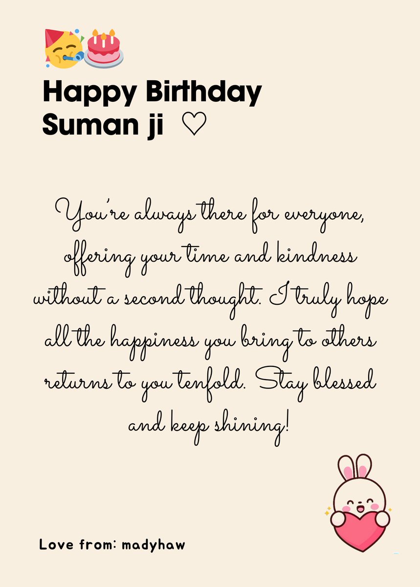 madyhaw's tweet photo. Wishing you a day filled with joy and peace. @Dil_Umar1 ❤️
May this year bring you happiness and everything you deserve. 🎂
Have a wonderful celebration!

HAPPY BIRTHDAY SUMAN JI https://t.co/Wug4jXIJRk