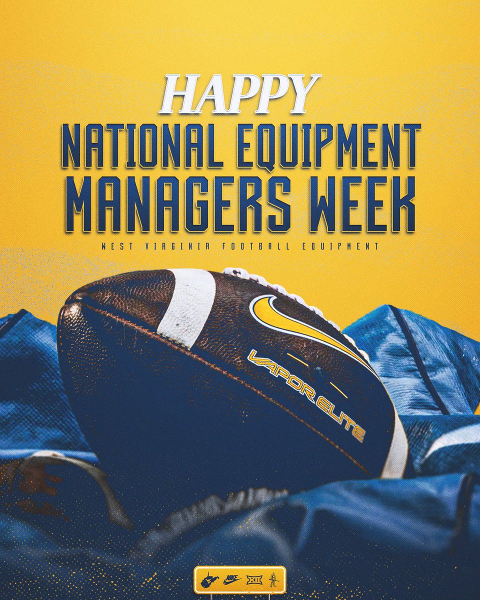 WVUEquipment_'s tweet photo. Happy National Equipment Managers week from the WVU Football EQ team!

#HailWV https://t.co/DIZTs87FWc